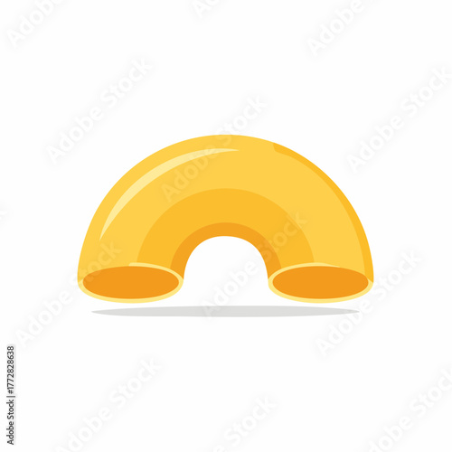 Isolated Macaroni Noodle Cartoon Graphic, Elbow Shaped Pasta Piece, Golden Yellow Cooked Food Element, Mediterranean Cuisine