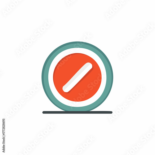 Circular graphic with orange and white line on teal background