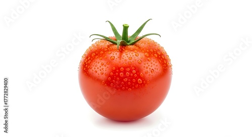 Wallpaper Mural Fresh Red Tomato with Water Droplets on White Background Torontodigital.ca