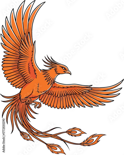 Phoenix bird fire mythical creature legend rebirth mythology orange wings