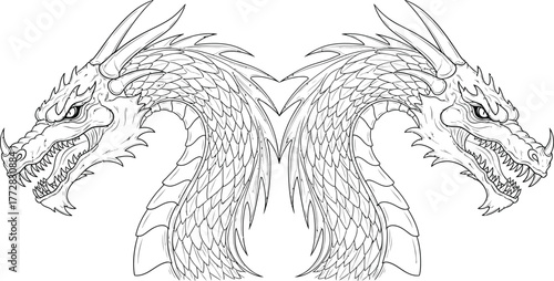 Dragon head mythical creature fantasy beast drawing illustration art tattoo