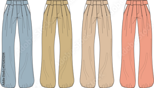 Colorful Wide-Leg Pants Fashion Illustration Collection