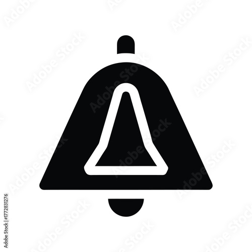 Black bell icon. Simple bell shape with a minimalist design. Elegant vector illustration of a notification, alert, or reminder symbol. Ideal for apps and websites