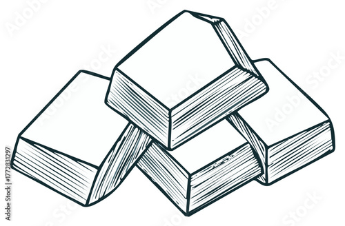 Hand drawn stack of books in a vintage sketch style. Line art illustration for education or library.