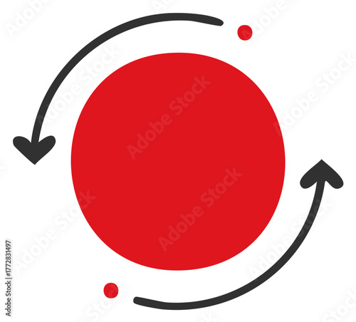 Circular Arrow Graphic Round Red Shape Visualizing Rotation Process Cycle Arrows Revolving