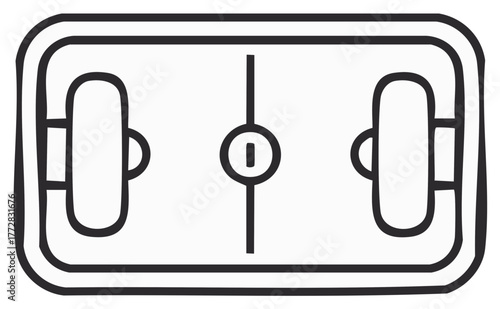 Air Hockey Table Game Outline Illustration Fun Arcade Sport Entertainment Activity