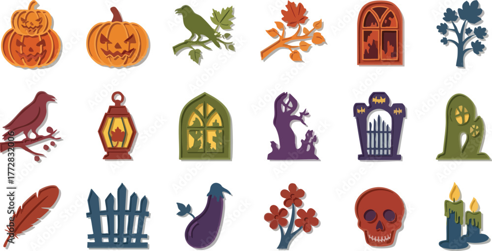 Fototapeta premium Halloween Icons Spooky and Festive Designs for the Holiday Season.