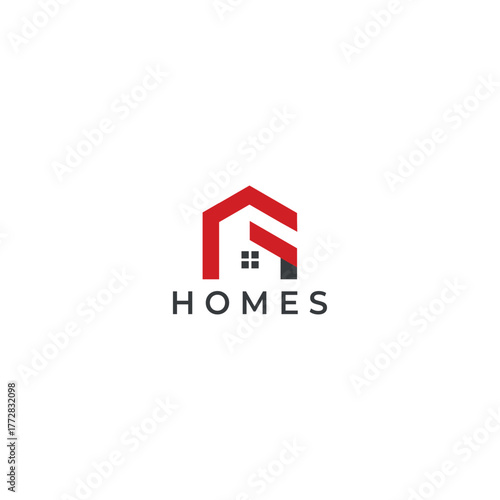 A real estate company logo concept illustrating a house symbol or building icon for business design and sale illustration