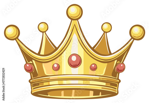 Golden Crown with Red Jewels, Royal Symbol, Kingdom, Success, Majesty, Power, Victory, Graphic Art