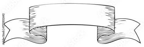 Engraved banner ribbon design with blank space for custom text, vector illustration