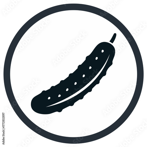 Cucumber illustration within a circle, vector graphic design