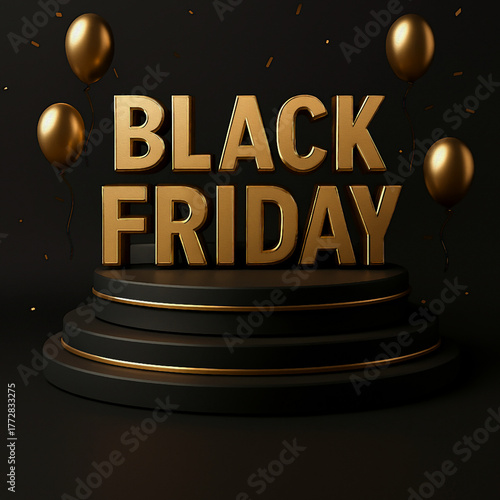 A 3D render black friday