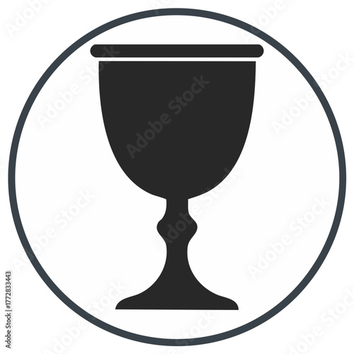 Simple chalice silhouette icon. Minimalist vector graphic of a goblet or Holy Grail for religious ceremony.