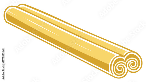 Illustration of two rolled cinnamon quills culinary spice ingredient for cooking and baking
