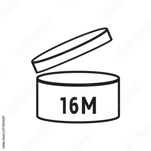 16 M SIGN vector illustration, packaging symbol Expiration period in months, expiration