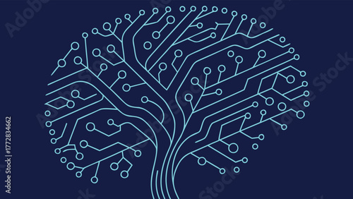 Technology tree abstract brain circuitry vector Abstract