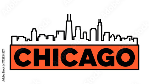Chicago Skyline: A stylized representation of the iconic cityscape, showcasing its modern architecture and urban character. Perfect for capturing the essence of a vibrant city.
