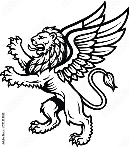 Griffin heraldry mythical creature winged lion beast fantasy emblem mascot art