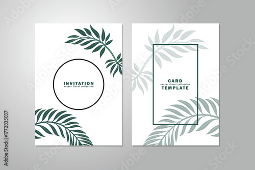 Minimal Tropical Floral Invitation Card Template | Elegant Botanical Vector Design
