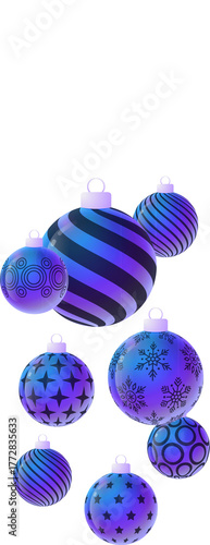 christmas tree ball. 3d render neon xmas or new year bauble ball