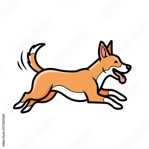 Energetic dog running with joy and excitement in motion.