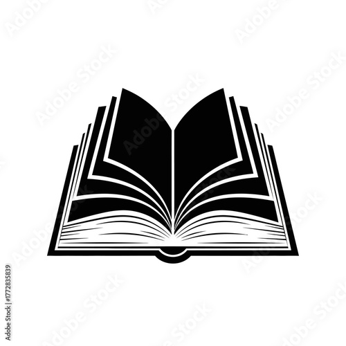 Open Book Silhouette Depicting Knowledge and Education.