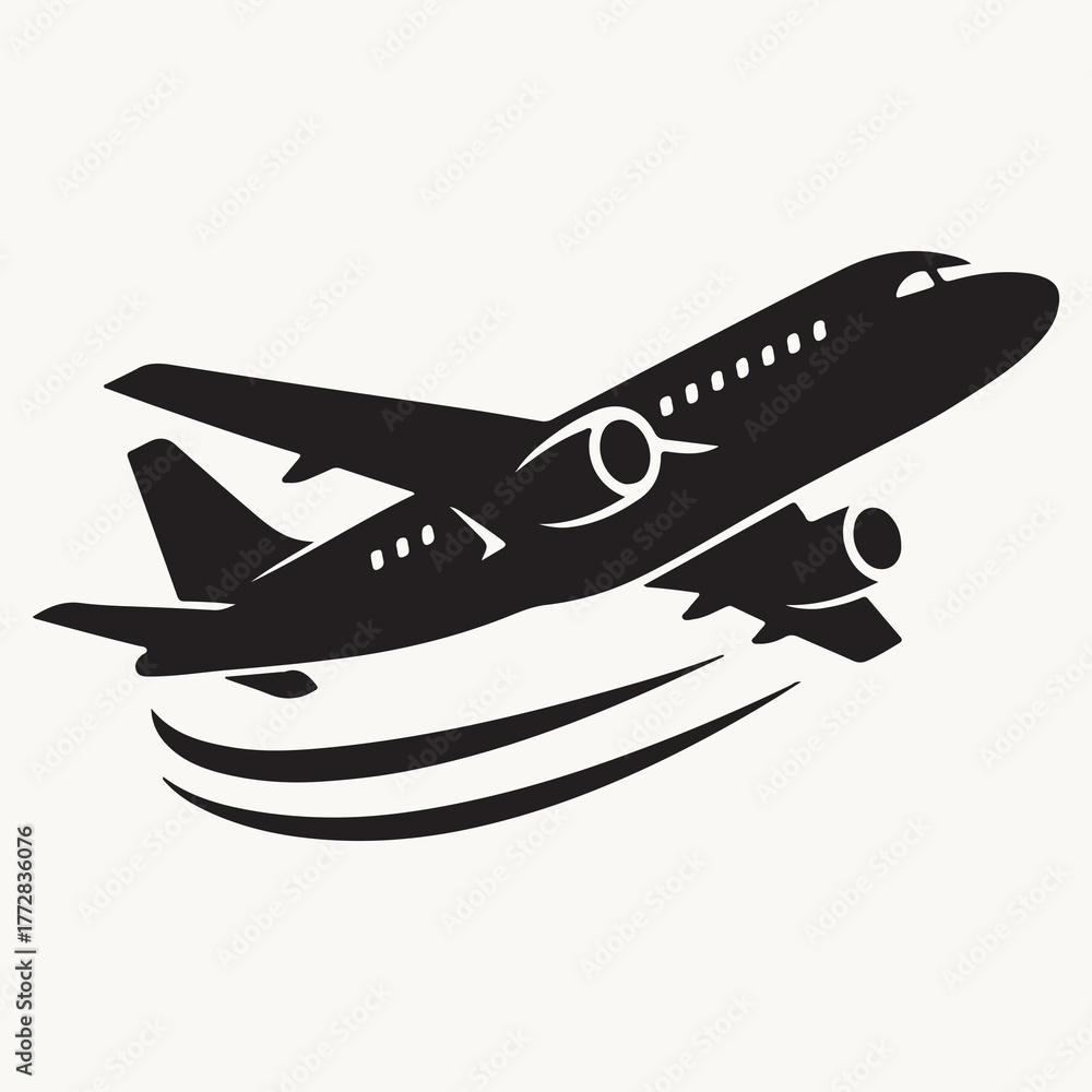 Obraz premium Aviation logo with airplane and mountains