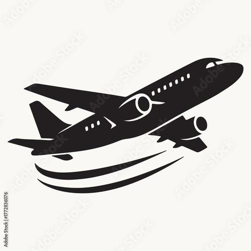 Aviation logo with airplane and mountains