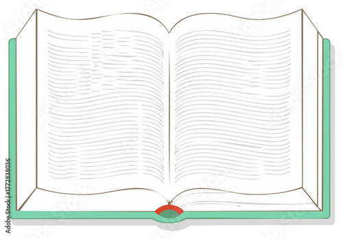 Open book with blank pages and textured lines on the right and left pages.