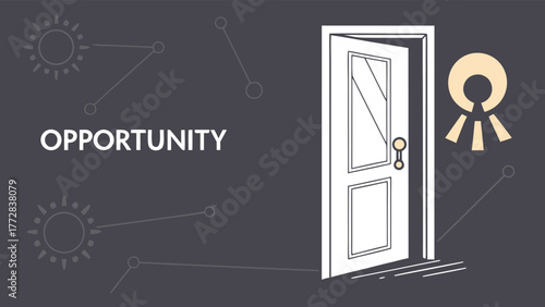 Opportunity door open new future possibilities growth career path success vector Abstract