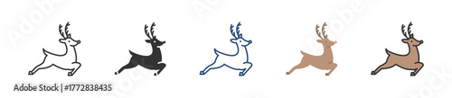 Reindeer Icon Set Multiple Style Collection