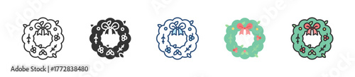 Wreath Icon Set Multiple Style Collection
