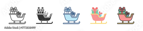 Sleigh Icon Set Multiple Style Collection