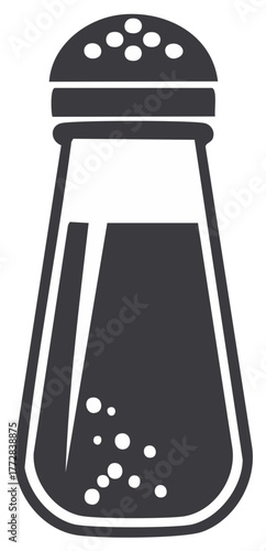 Stylized dark gray salt shaker with a white top and dotted perforations