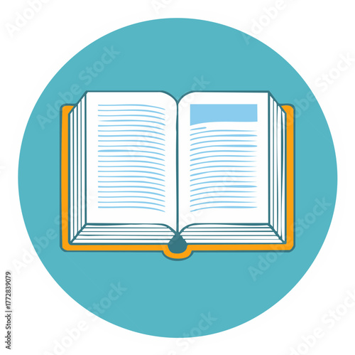 Open Book Flat Design Icon for Education Reading Storytelling and Information