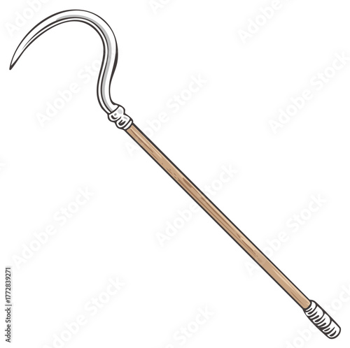 Hand Drawn Druid Sickle Weapon Illustration Vintage Harvesting Tool