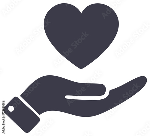 Hand holding a heart icon symbolizing care and generosity