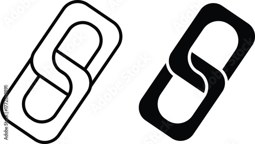 Chain Link Connection Icon – Minimalist Symbol of Unity and Strength or Vector Silhouette..eps