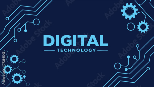 Digital technology circuit board futuristic gears abstract background vector Abstract