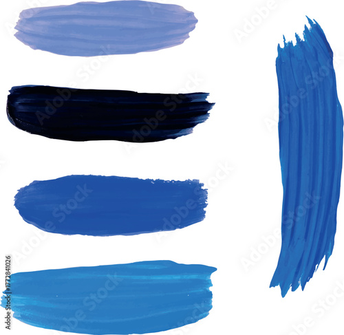 brush strokes with acrylic paint, 5 shades of blue