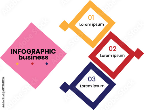 Diamond Four-Step Infographic Template — Colorful Geometric Process Diagram

