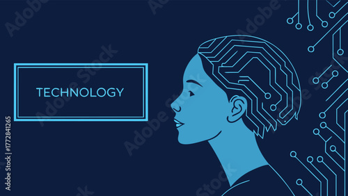 Technology person artificial intelligence future concept human mind vector Abstract