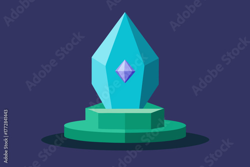 Cartoon floating crystal shrine vector illustration