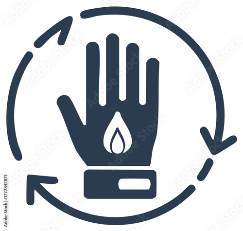 Heat Resistant Work Glove Vector Icon for Thermal and Fire Safety Protection