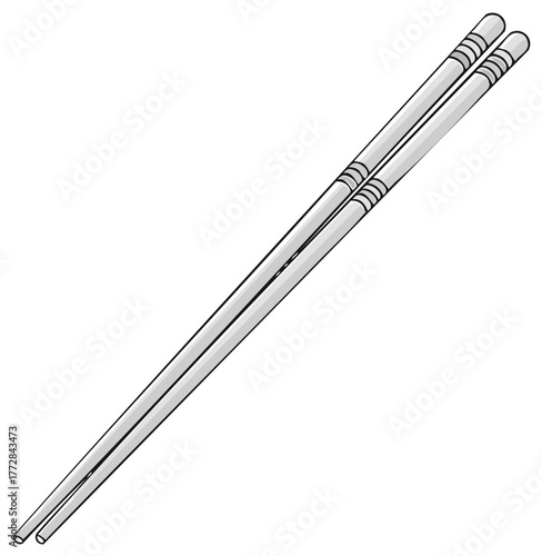 Pair of elegant gray chopsticks illustration isolated on a white background