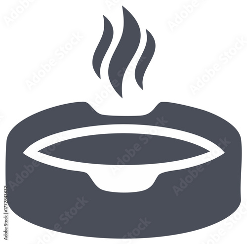 Hot Tub or Spa Silhouette with Rising Steam Waves for Relaxation or Wellness