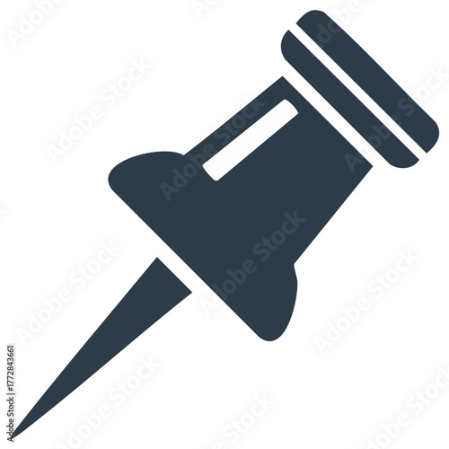 Dark gray thumbtack icon for marking map locations, office notes, and important reminders