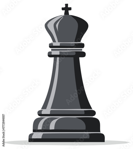 Illustration of a Dark Colored King Chess Piece with Cross on Top
