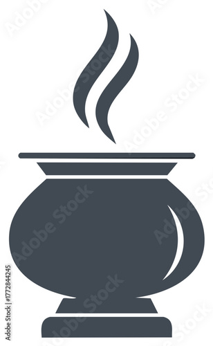 Stylized Cauldron Illustration with Rising Steam for Witchcraft or Cooking Concepts