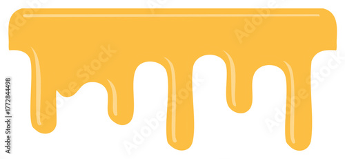 Yellow flowing liquid dripping illustration. Vector illustration of sticky honey or syrup.